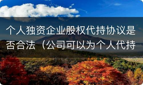 个人独资企业股权代持协议是否合法（公司可以为个人代持股权吗）