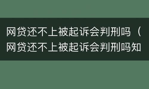 网贷还不上被起诉会判刑吗（网贷还不上被起诉会判刑吗知乎）