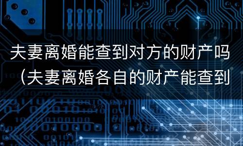夫妻离婚能查到对方的财产吗（夫妻离婚各自的财产能查到吗）