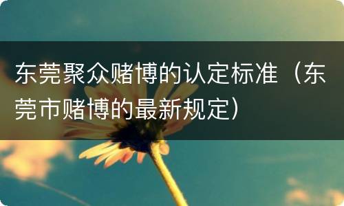 东莞聚众赌博的认定标准（东莞市赌博的最新规定）