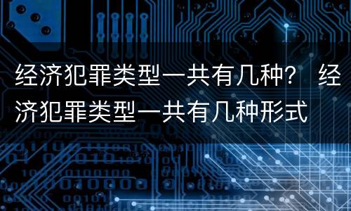 经济犯罪类型一共有几种？ 经济犯罪类型一共有几种形式