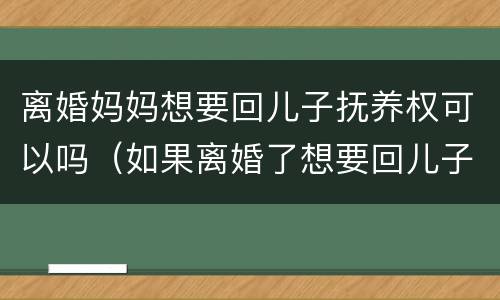 离婚妈妈想要回儿子抚养权可以吗（如果离婚了想要回儿子抚养权）