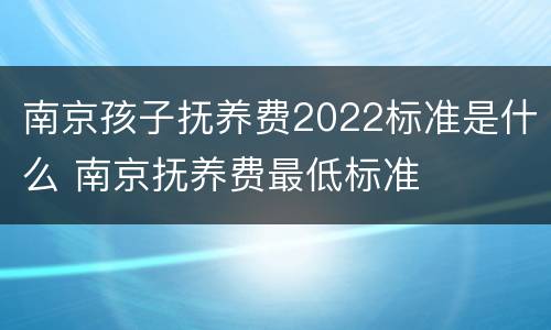 南京孩子抚养费2022标准是什么 南京抚养费最低标准