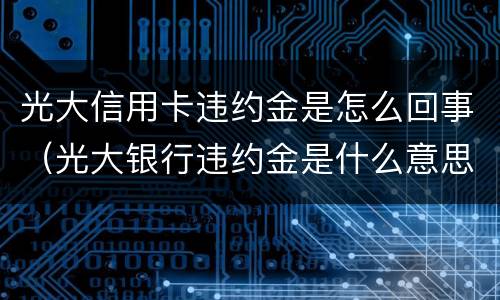 光大信用卡违约金是怎么回事（光大银行违约金是什么意思）