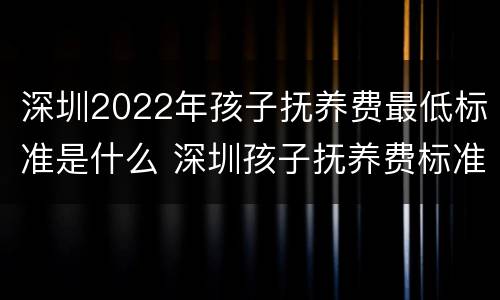 深圳2022年孩子抚养费最低标准是什么 深圳孩子抚养费标准2020多少钱一个月