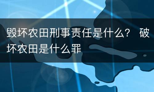 毁坏农田刑事责任是什么？ 破坏农田是什么罪