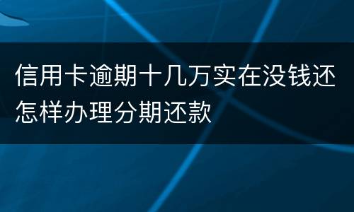 信用卡逾期十几万实在没钱还怎样办理分期还款