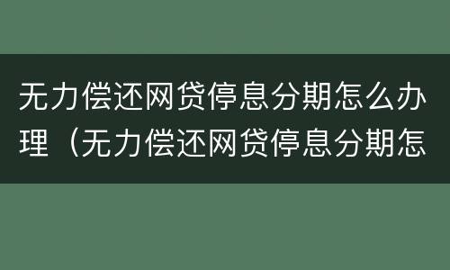 无力偿还网贷停息分期怎么办理（无力偿还网贷停息分期怎么办理手续）