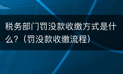 税务部门罚没款收缴方式是什么?（罚没款收缴流程）