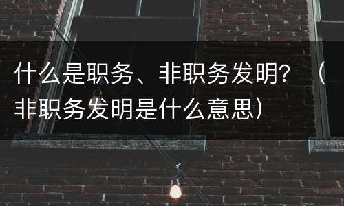什么是职务、非职务发明？（非职务发明是什么意思）