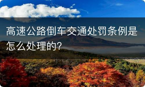 高速公路倒车交通处罚条例是怎么处理的?
