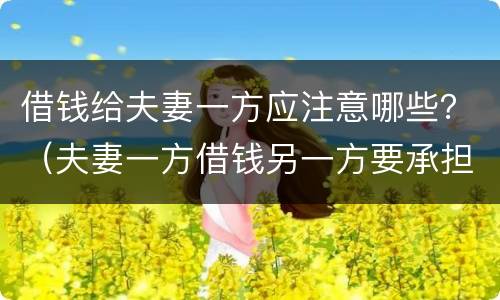 借钱给夫妻一方应注意哪些？（夫妻一方借钱另一方要承担吗）