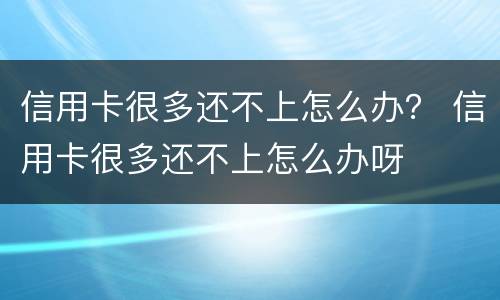 信用卡很多还不上怎么办？ 信用卡很多还不上怎么办呀
