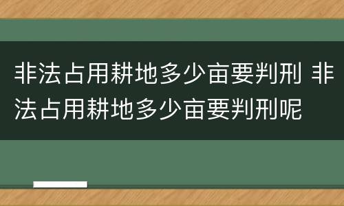 非法占用耕地多少亩要判刑 非法占用耕地多少亩要判刑呢