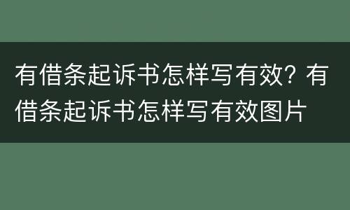 有借条起诉书怎样写有效? 有借条起诉书怎样写有效图片
