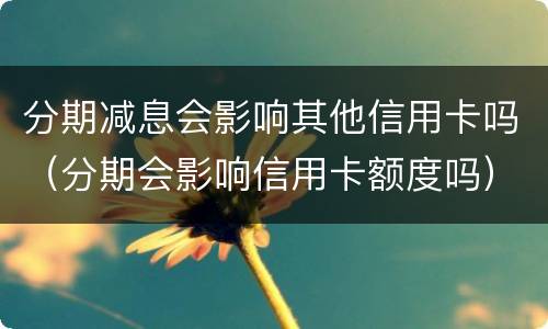 分期减息会影响其他信用卡吗（分期会影响信用卡额度吗）