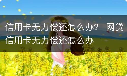 信用卡无力偿还怎么办？ 网贷信用卡无力偿还怎么办