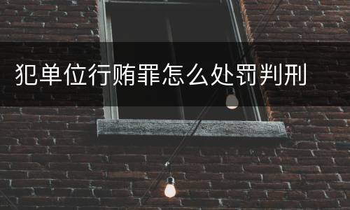 犯单位行贿罪怎么处罚判刑