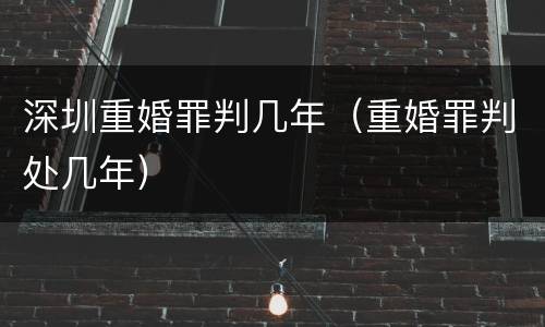 深圳重婚罪判几年（重婚罪判处几年）
