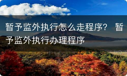暂予监外执行怎么走程序？ 暂予监外执行办理程序