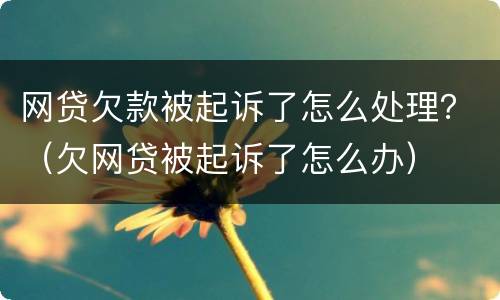 网贷欠款被起诉了怎么处理？（欠网贷被起诉了怎么办）