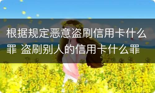 根据规定恶意盗刷信用卡什么罪 盗刷别人的信用卡什么罪