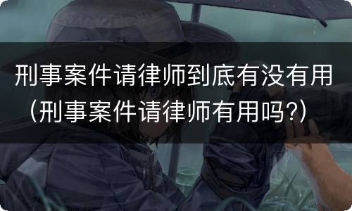 刑事案件请律师到底有没有用（刑事案件请律师有用吗?）