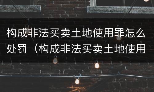 构成非法买卖土地使用罪怎么处罚（构成非法买卖土地使用罪怎么处罚的）