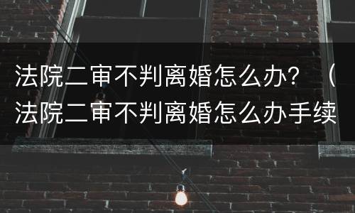 法院二审不判离婚怎么办？（法院二审不判离婚怎么办手续）