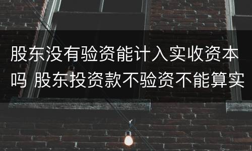 股东没有验资能计入实收资本吗 股东投资款不验资不能算实收资本吗