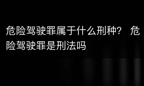 危险驾驶罪属于什么刑种？ 危险驾驶罪是刑法吗