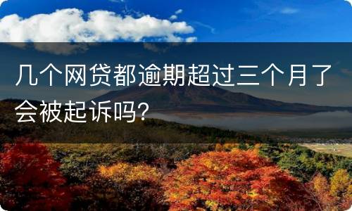几个网贷都逾期超过三个月了会被起诉吗？