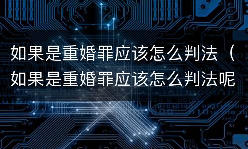 如果是重婚罪应该怎么判法（如果是重婚罪应该怎么判法呢）