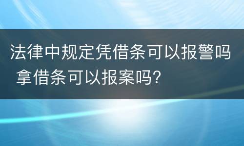 法律中规定凭借条可以报警吗 拿借条可以报案吗?