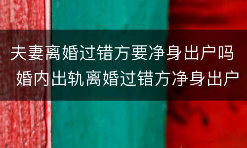 夫妻离婚过错方要净身出户吗 婚内出轨离婚过错方净身出户吗