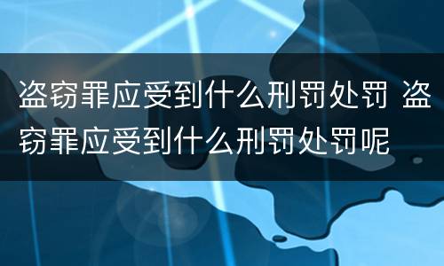 盗窃罪应受到什么刑罚处罚 盗窃罪应受到什么刑罚处罚呢