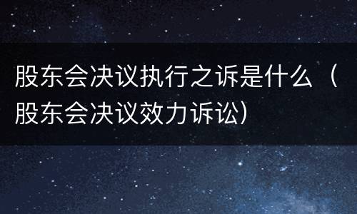 股东会决议执行之诉是什么（股东会决议效力诉讼）