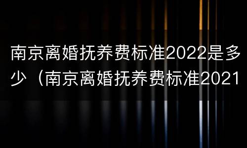 南京离婚抚养费标准2022是多少（南京离婚抚养费标准2021）