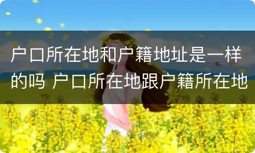 户口所在地和户籍地址是一样的吗 户口所在地跟户籍所在地一样吗