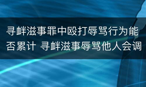 寻衅滋事罪中殴打辱骂行为能否累计 寻衅滋事辱骂他人会调查吗