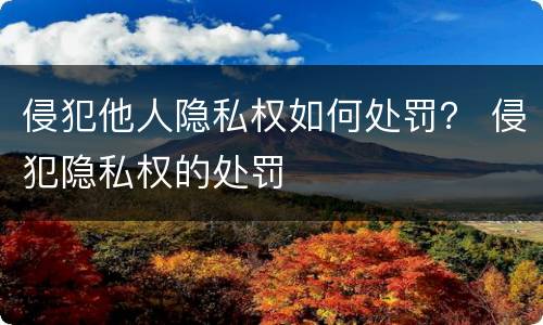 侵犯他人隐私权如何处罚？ 侵犯隐私权的处罚