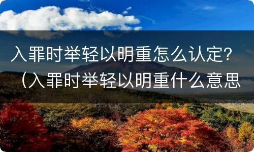 入罪时举轻以明重怎么认定？（入罪时举轻以明重什么意思）