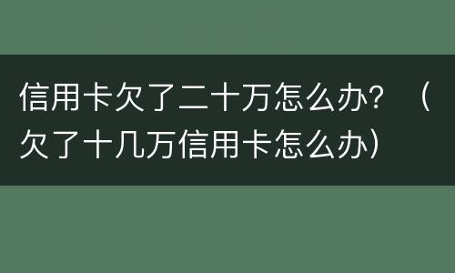 信用卡欠了二十万怎么办？（欠了十几万信用卡怎么办）