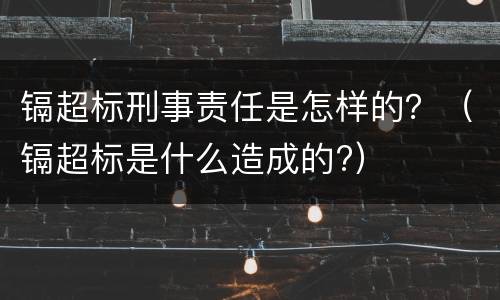 镉超标刑事责任是怎样的？（镉超标是什么造成的?）