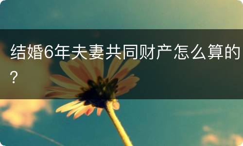 结婚6年夫妻共同财产怎么算的？