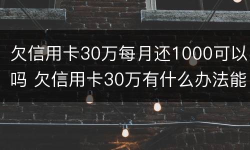 欠信用卡30万每月还1000可以吗 欠信用卡30万有什么办法能一年后再慢慢还