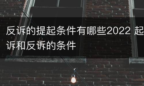 反诉的提起条件有哪些2022 起诉和反诉的条件