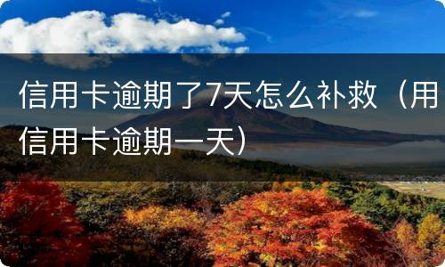 信用卡逾期了7天怎么补救（用信用卡逾期一天）