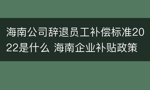 海南公司辞退员工补偿标准2022是什么 海南企业补贴政策