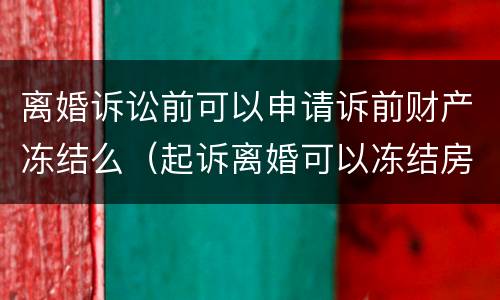 离婚诉讼前可以申请诉前财产冻结么（起诉离婚可以冻结房产吗）